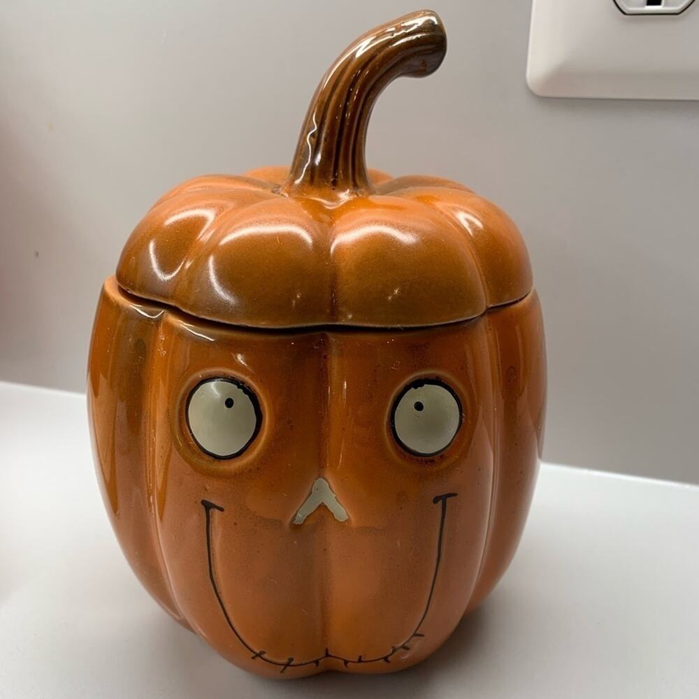 Yankee Candle Boney Bunch Pumpkin Jar Candy Dish Halloween Ceramic Decor Retired